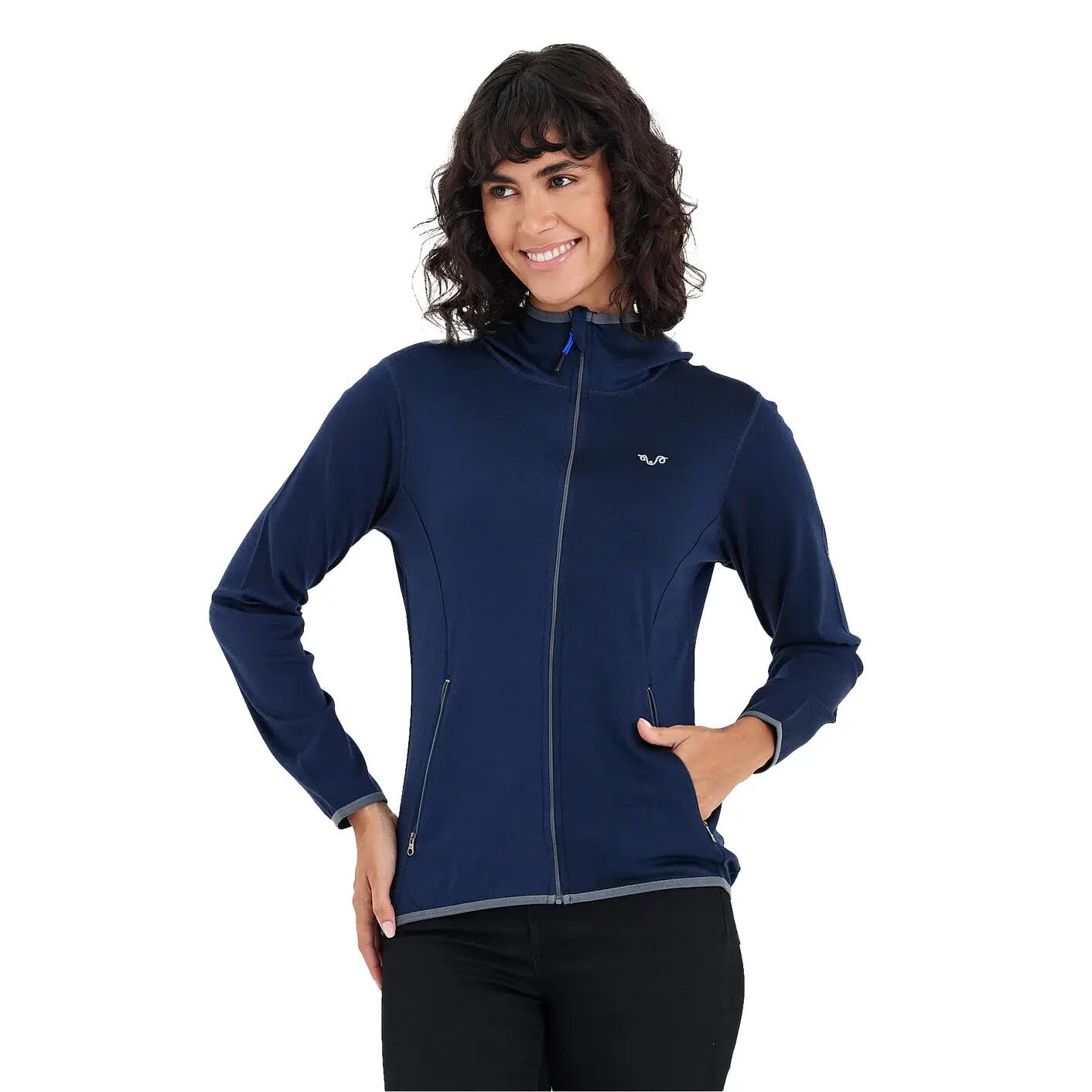 Marin - Damska Bluza z Kapturem z 100% Wełny Merino - 230 g/m² M, Granatowy 5/7