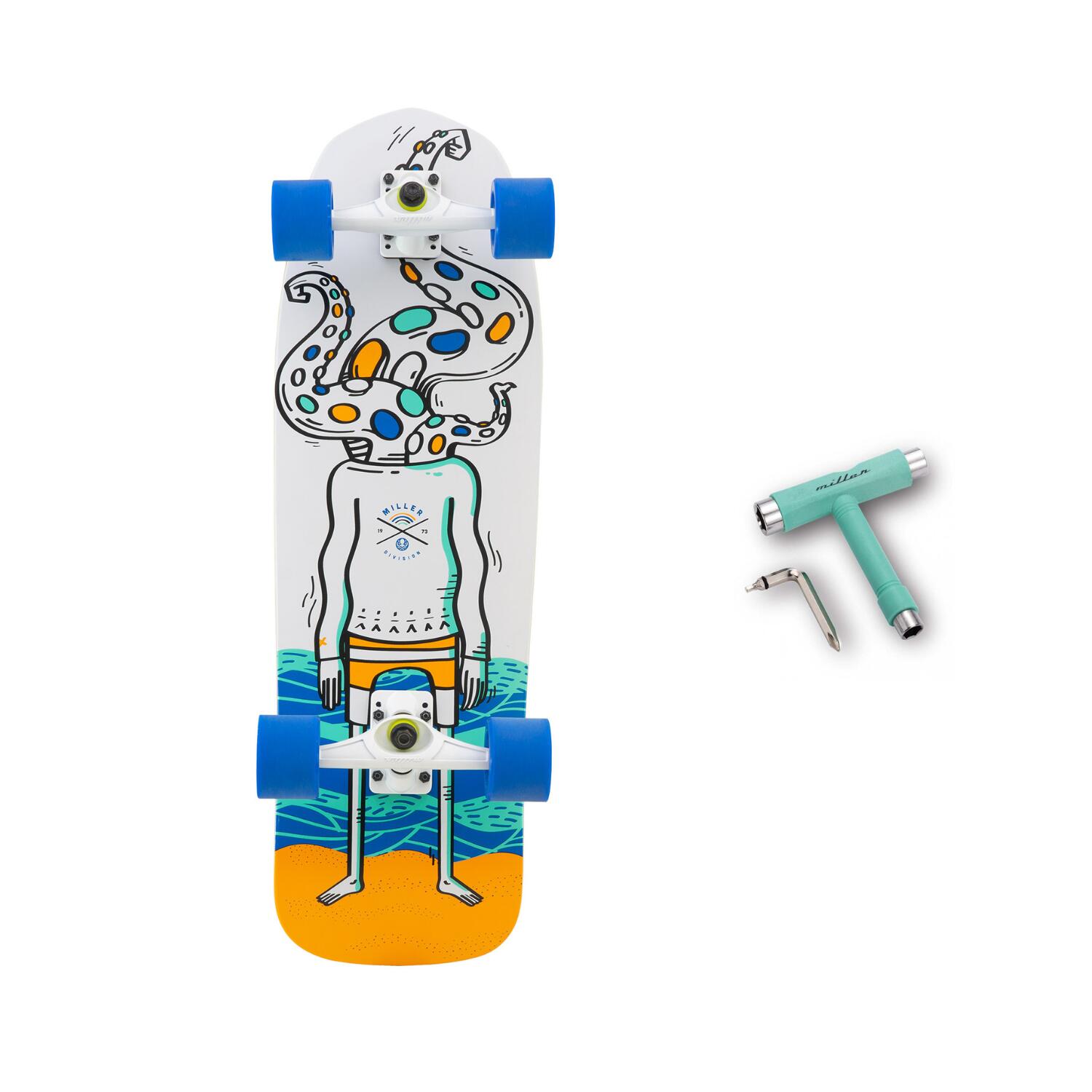 MILLER DIVISION Surfskate MILLER OCTOPUS - 31" X 9,7" - T-TOOL INBEGREPEN - ABEC9 - Assen XRKP