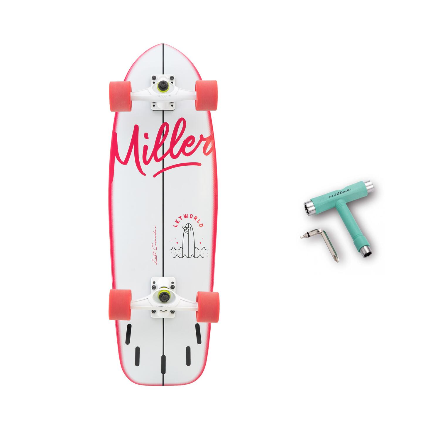 MILLER DIVISION Surfskate MILLER LETWORLD PRO - T-TOOL INBEGREPEN - 31"x9,8" - ABEC9 Assen XRKP