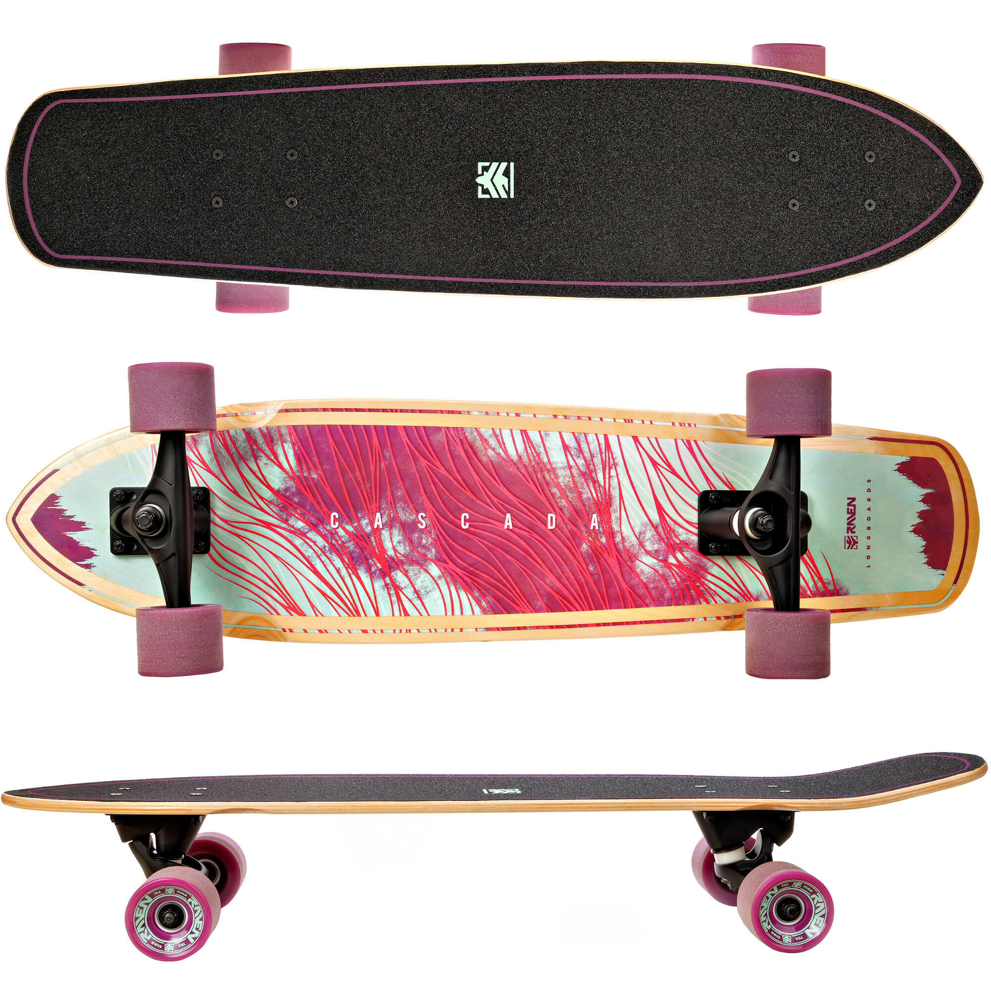 RAVEN Longboard Cascada Rosa/Mint