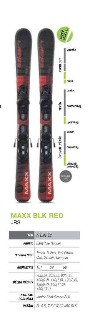 Dětské sjezdové lyže MAXX BLK/RED JRS + vázání EL 7.5 GW 2/2