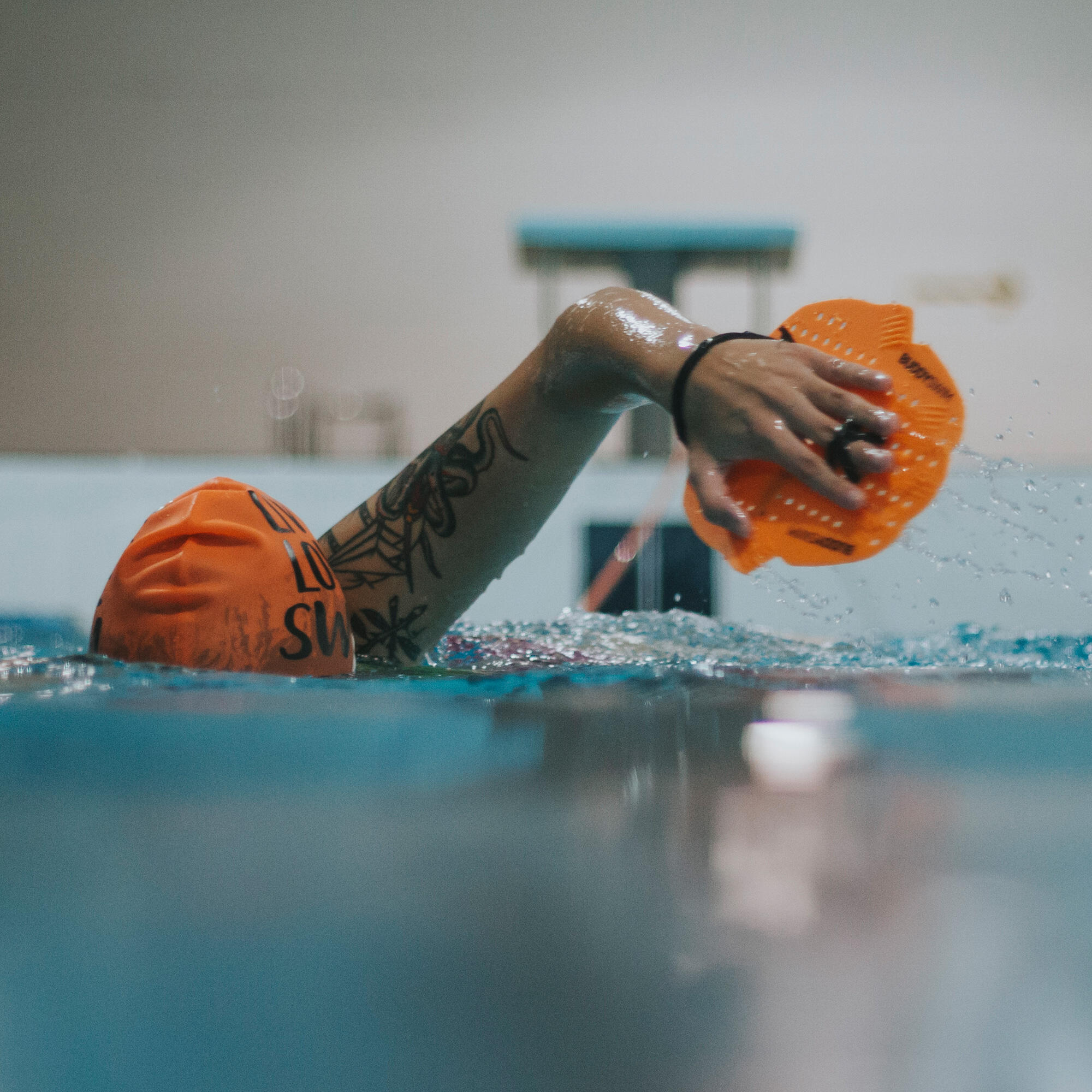 Pagaie da nuoto per l'allenamento della parte superiore Buddyswim Arancione 5/5