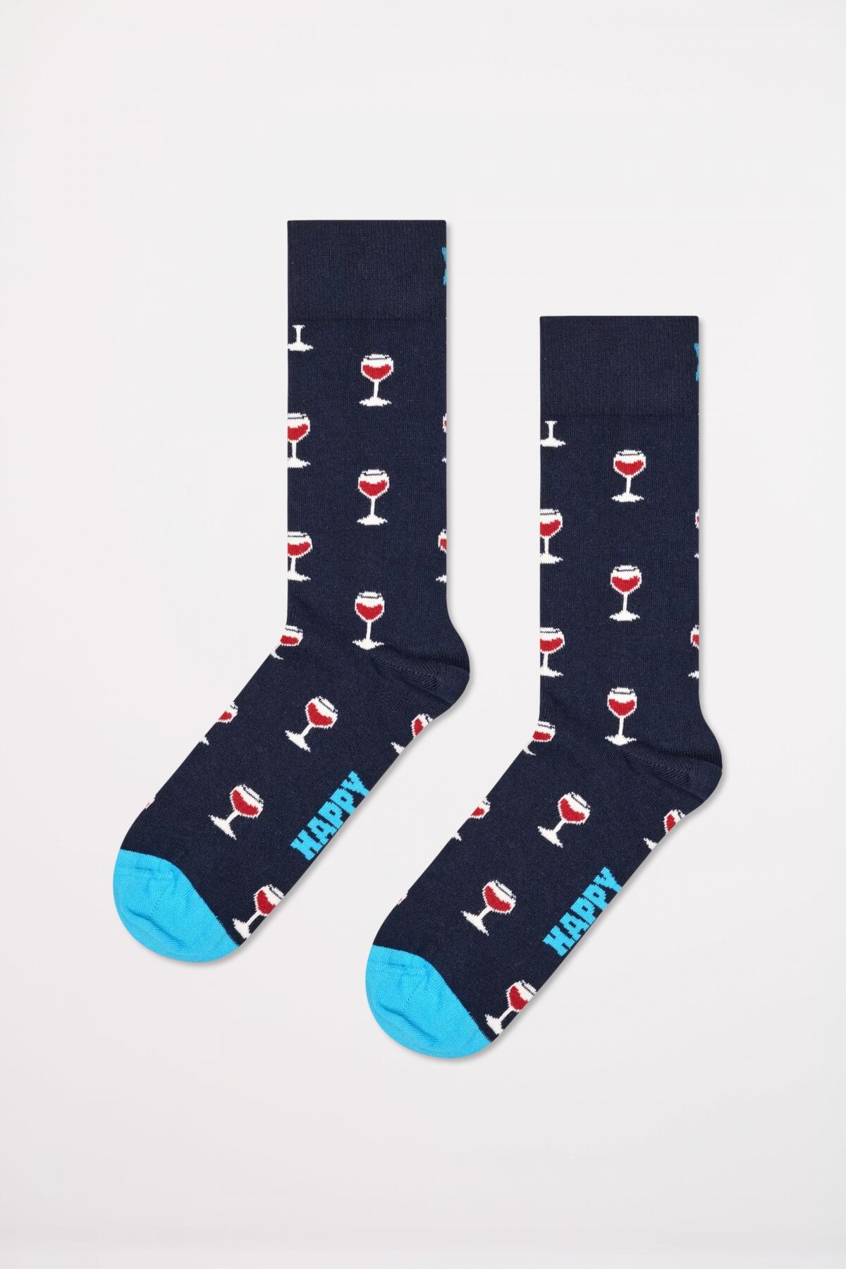 Meias Happy Socks Modelo Glass Of Wine Sock Cor Preto 3/4
