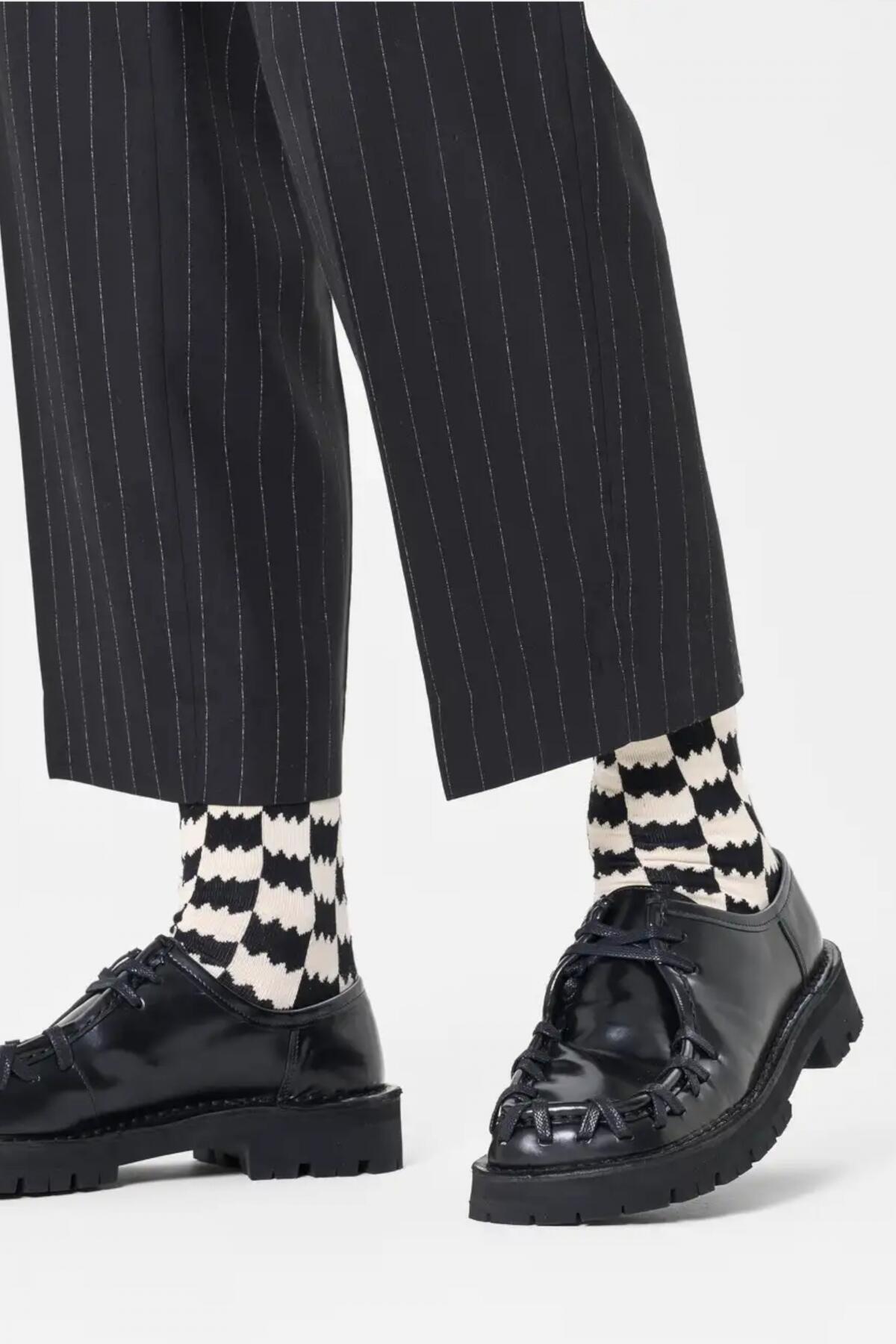 Chaussettes Happy Socks Modèle Dizzy Check Sock Couleur Noir 4/4