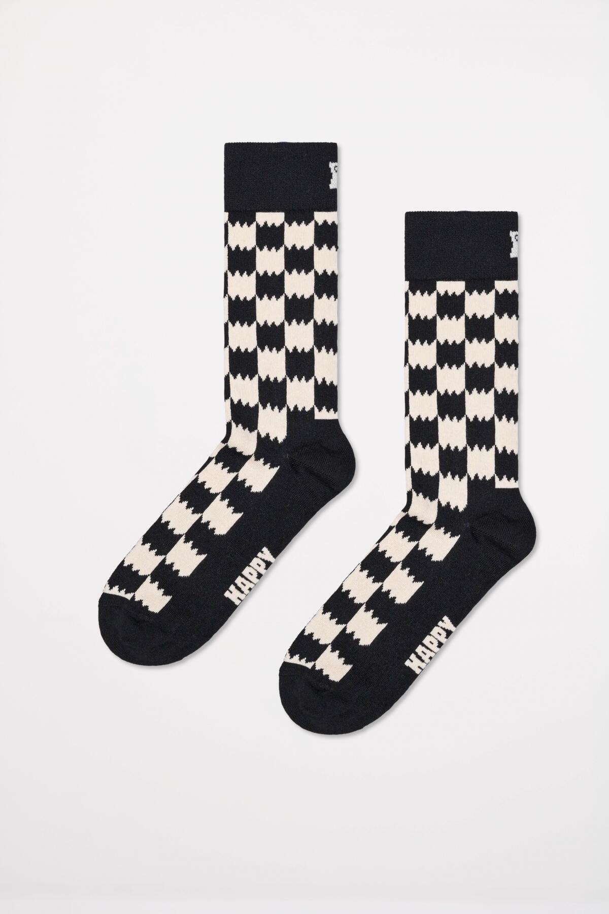Chaussettes Happy Socks Modèle Dizzy Check Sock Couleur Noir 3/4