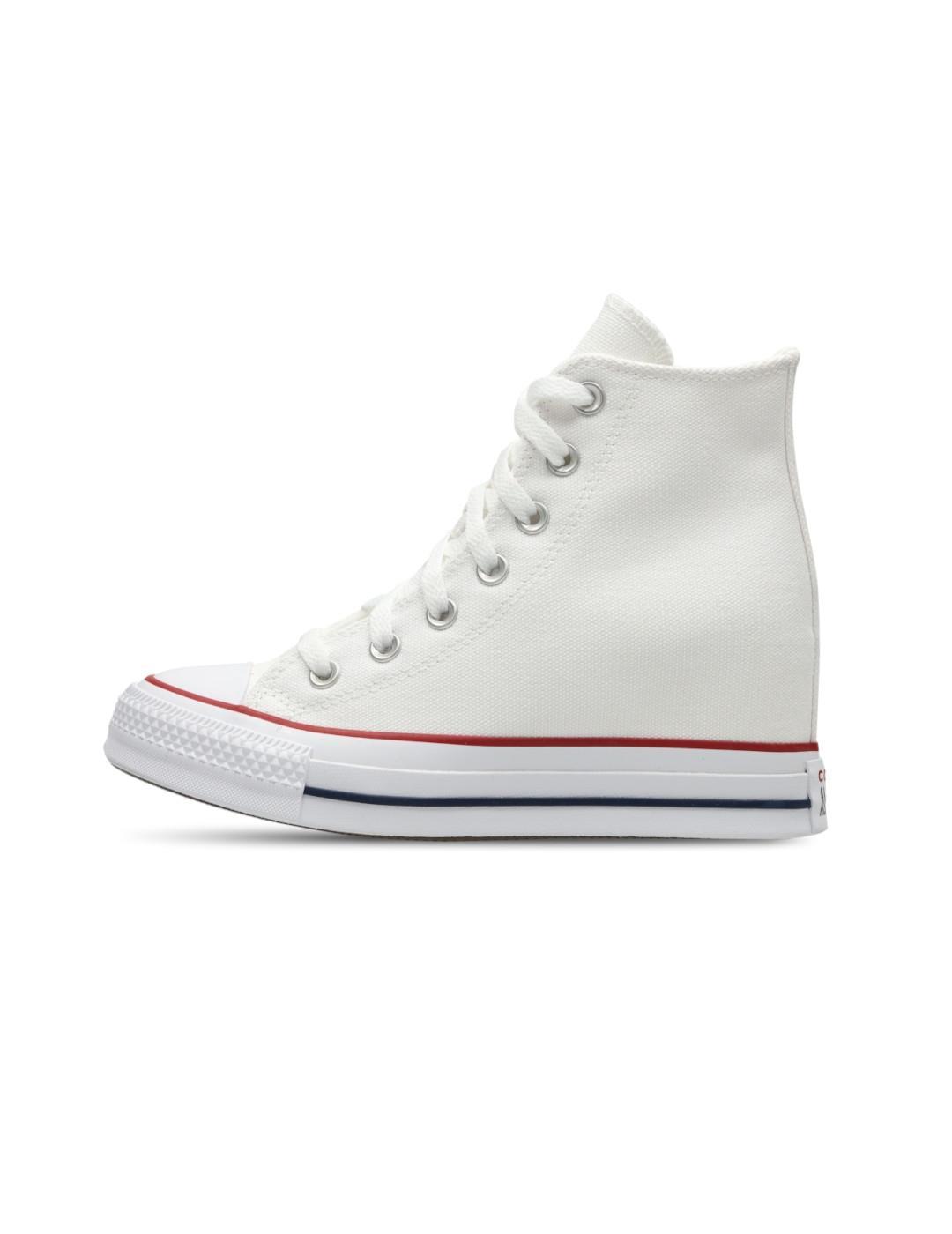 Sapatilhas femininas Converse plataforma Wedge branco 2/6