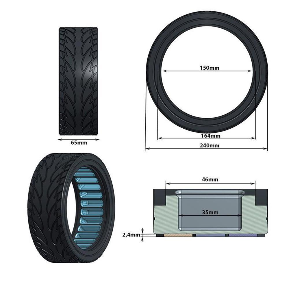 Rueda Maciza para Patinete Eléctrico Ewheel Línea Azul 10x2,5" Llantas 34mm 5/5