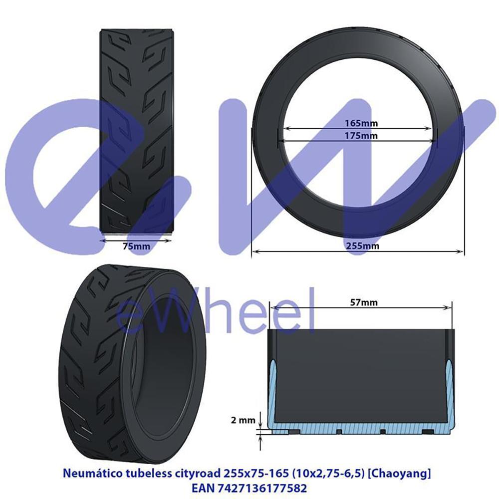 Neumático para patinete eléctrico Chaoyang Negro 10x2'7-6'5" para Smartgyro 2/6