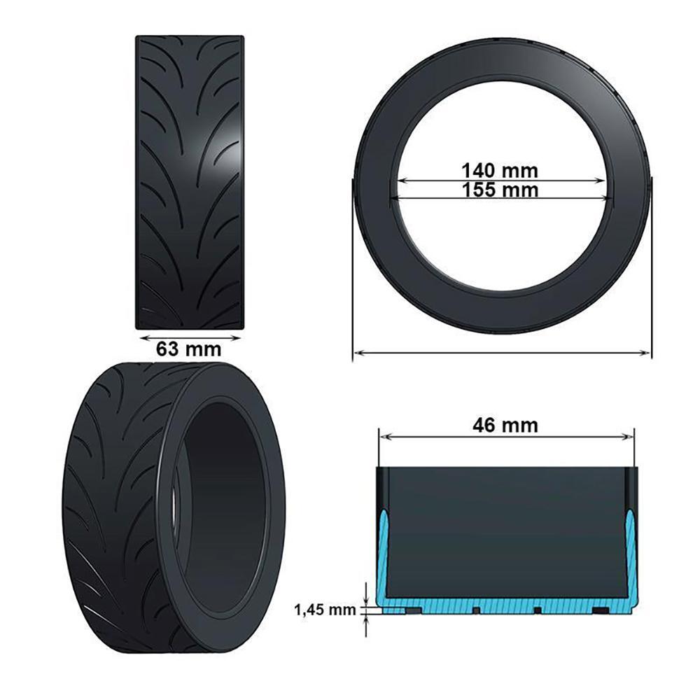 Rueda Maciza Ultraligera para Patinete Eléctrico Ewheel Línea Roja 9,5x2,5" 5/5