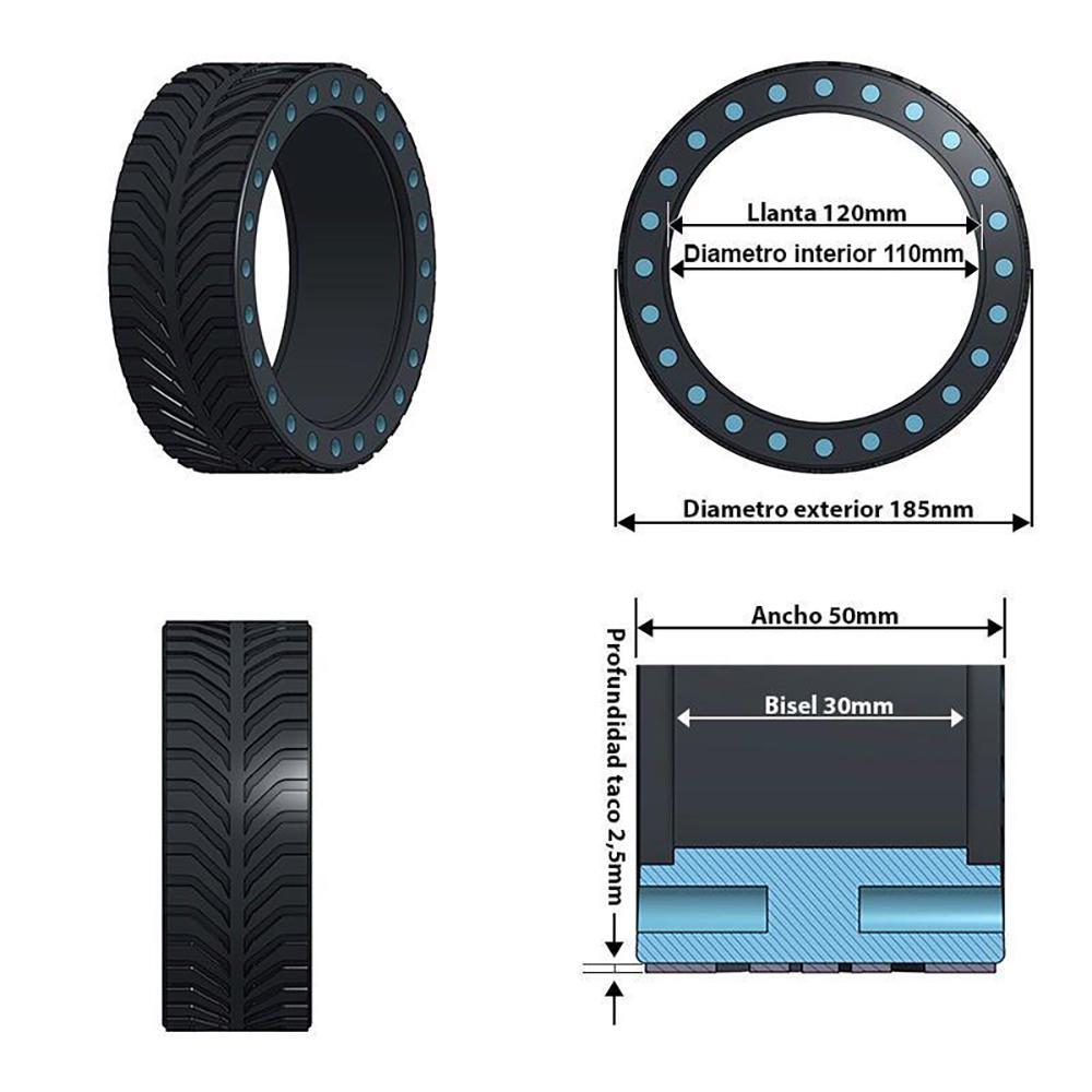 Rueda maciza perforada 8x2-5/B30 (No válido para Xiaomi) Ewheel 3/5