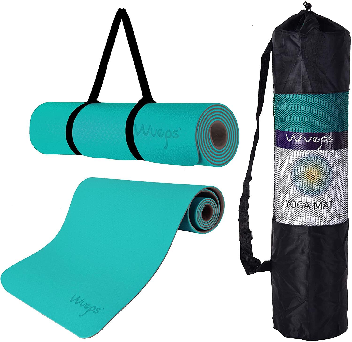 WUEPS Yogamatte Komfort für sanftes Yoga 183 CM Blau und Braun