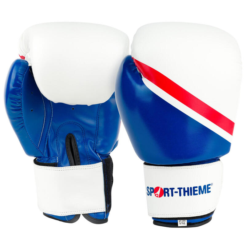 Sport-Thieme Gant de boxe « Sparring », 8 oz., Blanc-bleu-rouge