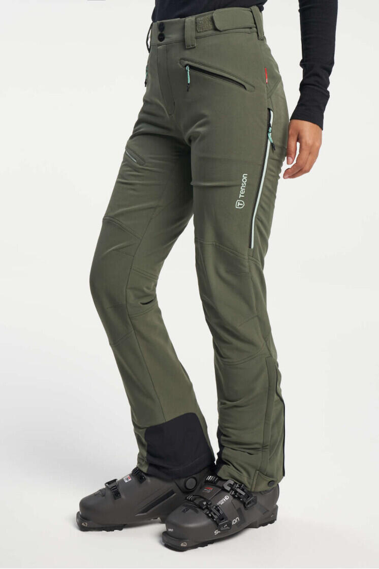 dámské softshellové kalhoty TENSON Touring Softshell Pant W tmavá khaki 3/4