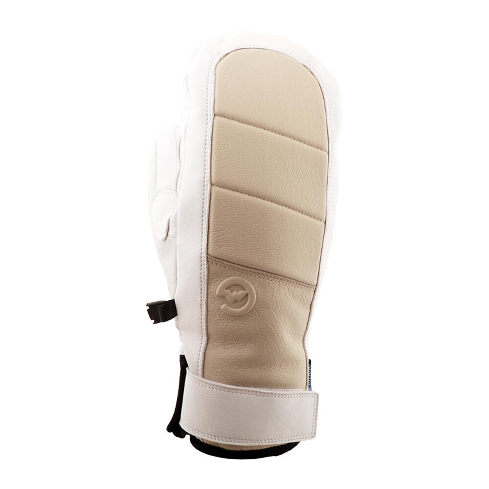 WOMEN LEATHER ski mittens WHITE/WHITE SAND