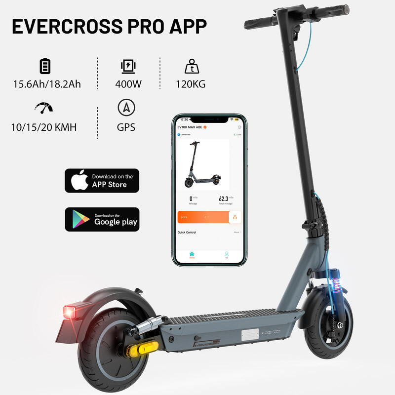 Trottinette Électrique EVERCROSS A1 500W - Autonomie 50km, 48V 13Ah, Pliable, APP Control - Adulte