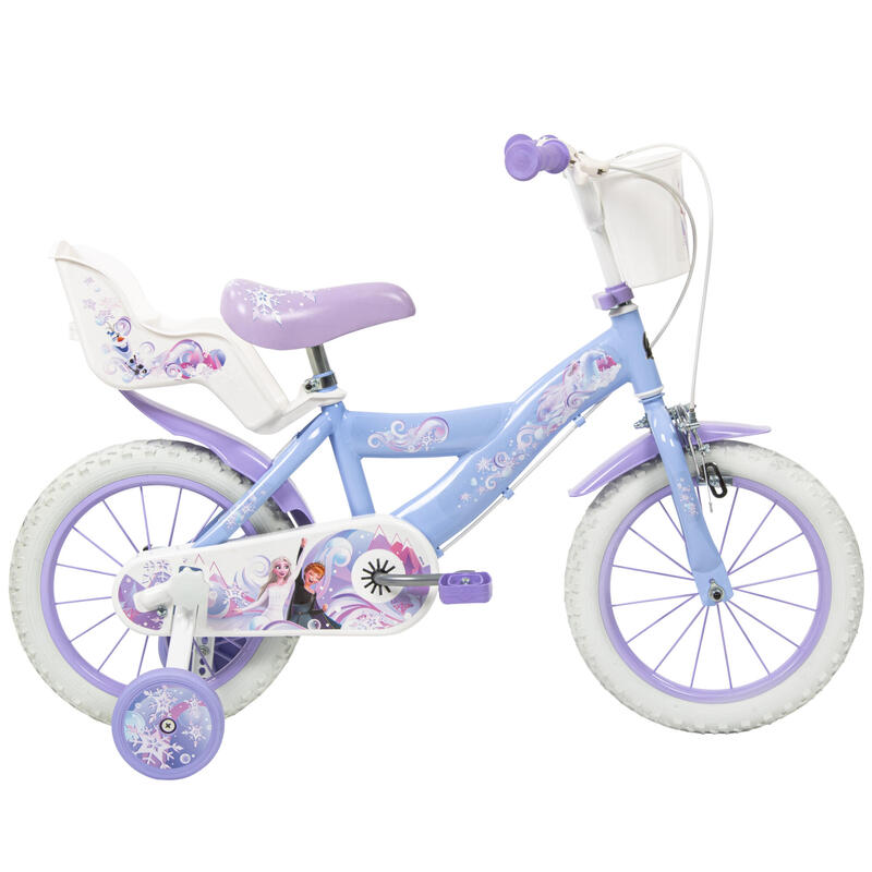 Huffy Disney Frozen 14" Meisjesfiets met Mandje en Poppenzitje, Leeftijd 4-6