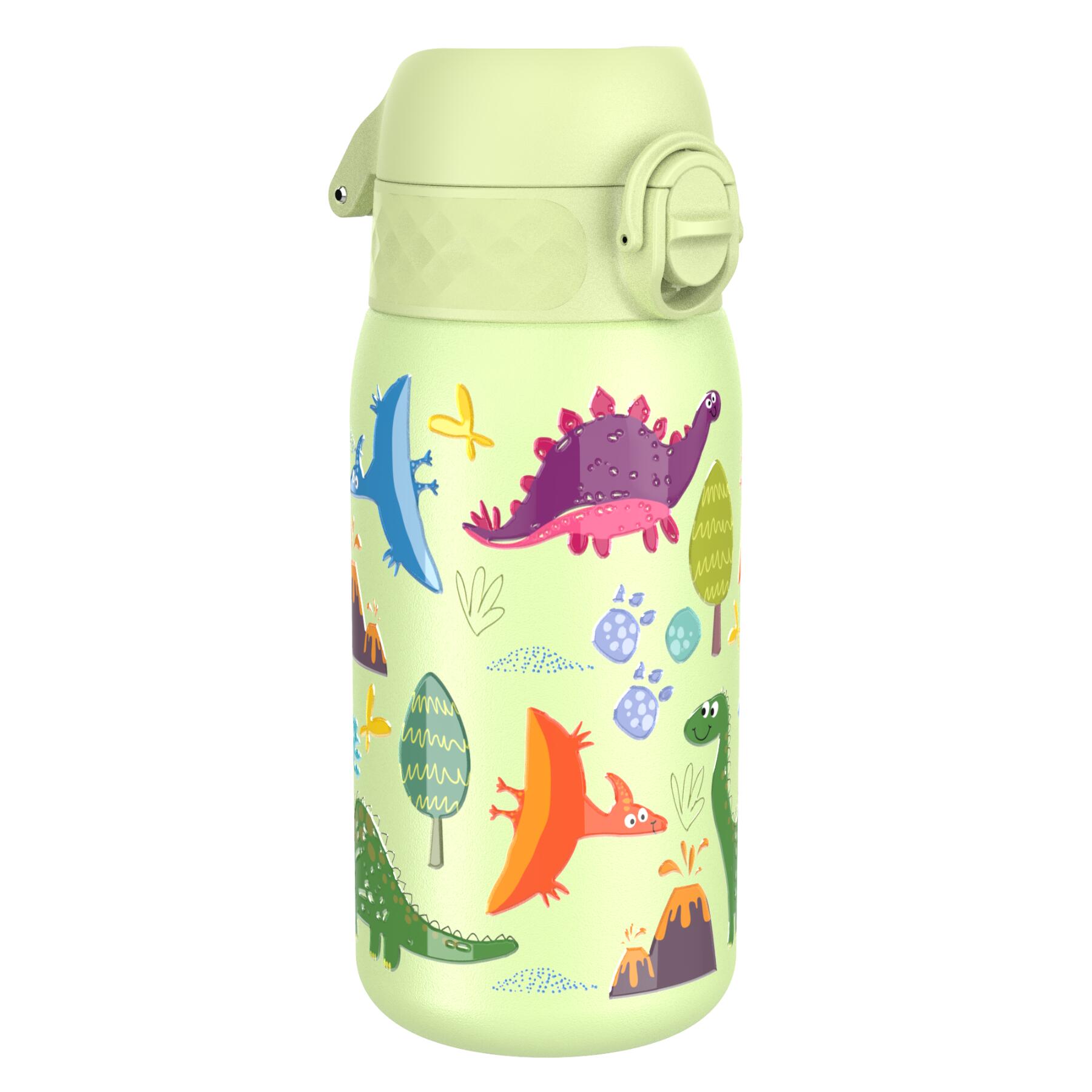 Leak Proof Water Bottle, Stainless Steel, Dinosaurs, 400ml (13oz) 1/7