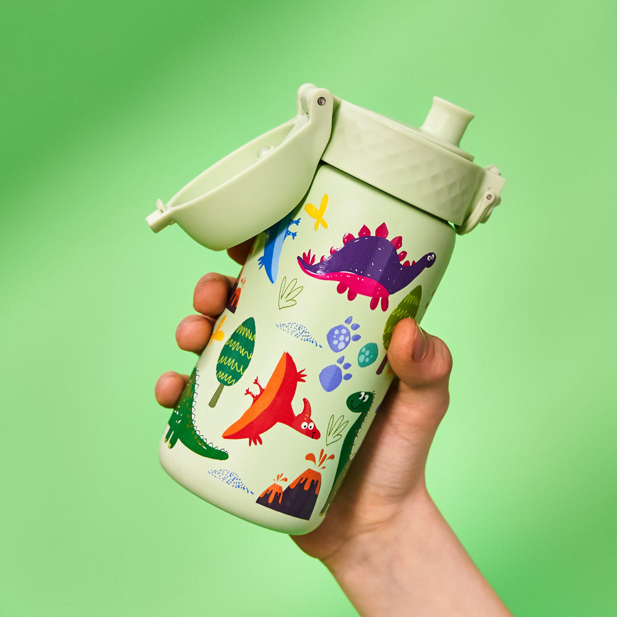 Leak Proof Water Bottle, Stainless Steel, Dinosaurs, 400ml (13oz) 5/7
