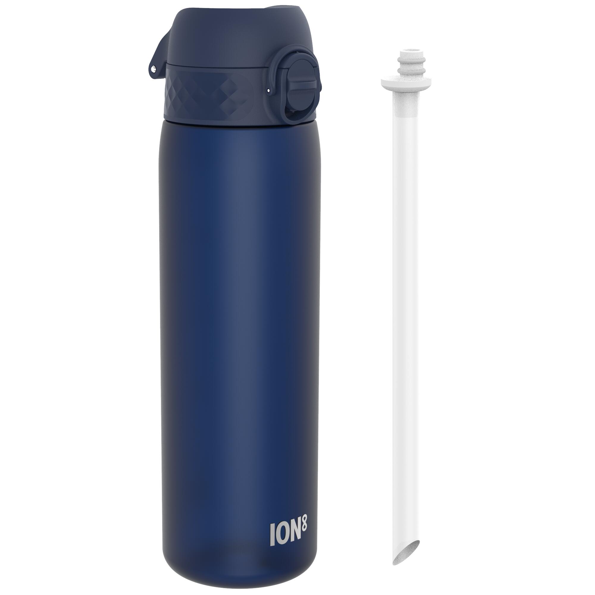 ION8 Leak Proof Medium Water Bottle with Straw, Recyclon™, Navy, 500ml (18oz)