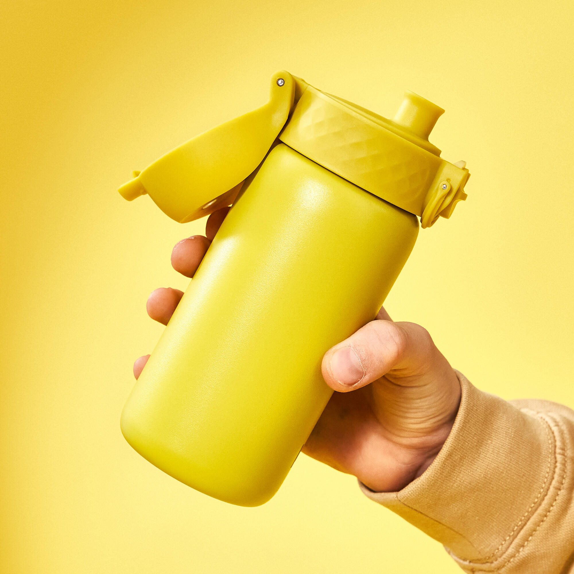 Leak Proof Kids Water Bottle, Stainless Steel, Yellow, 400ml (13oz) 6/7