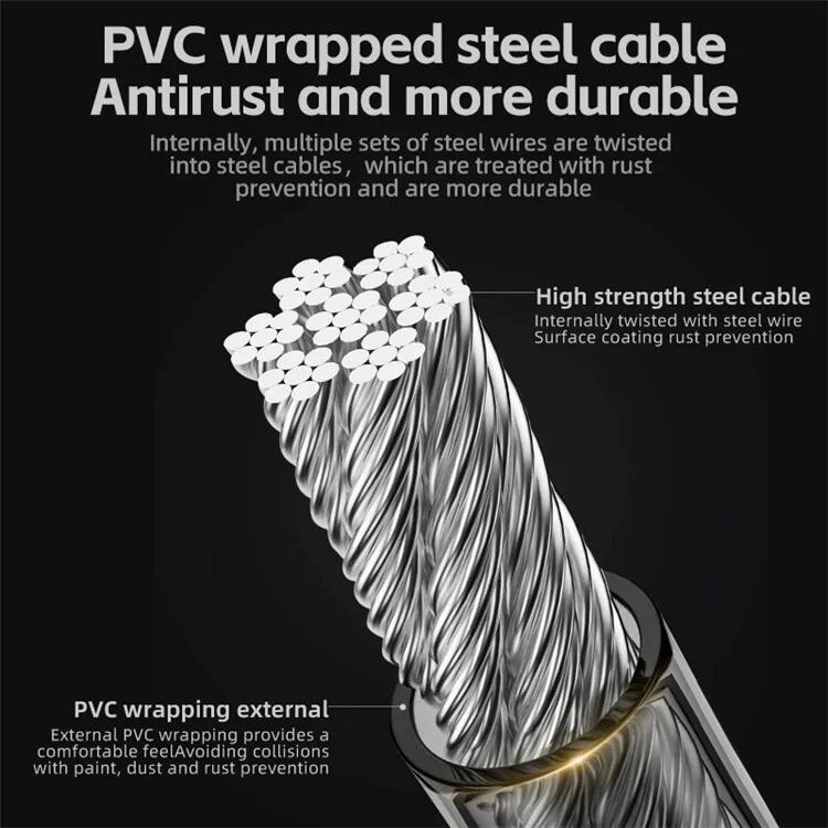 Cadenas de vélo antivol en acier, câble en spirale 5/7