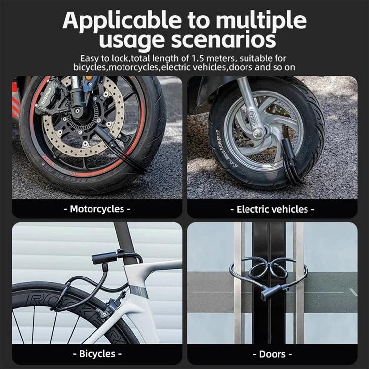Cadenas de vélo antivol en acier, câble en spirale 7/7