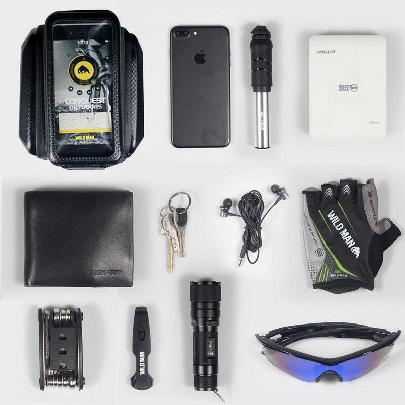 Geantă echitație biciclete de oras impermeabilă, suport telefon, E6S, negru
