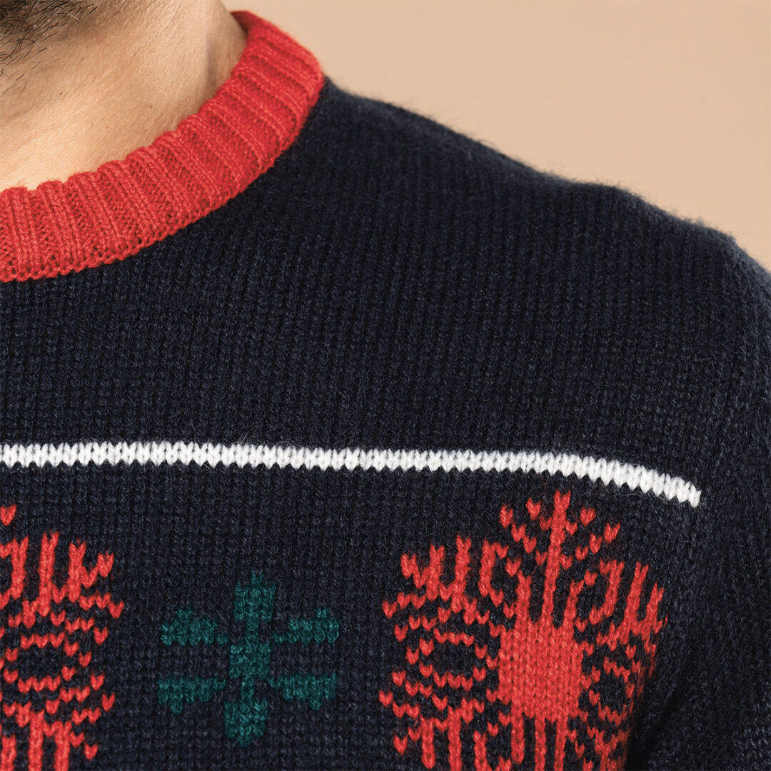 Jersey Cuello Redondo De Renos De Papá Noel Y Copos De Nieve 6/7