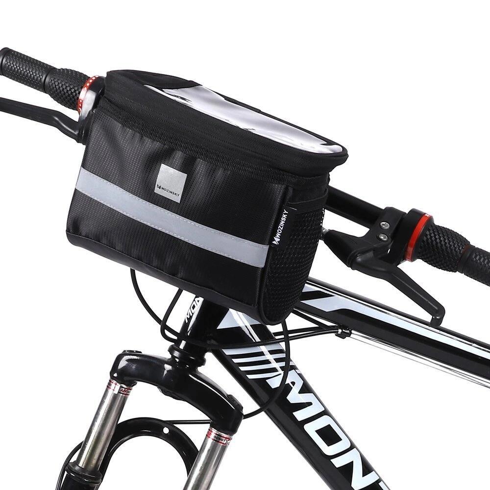 Bike Handlebar Bag with Phone Pocket 2L - Black