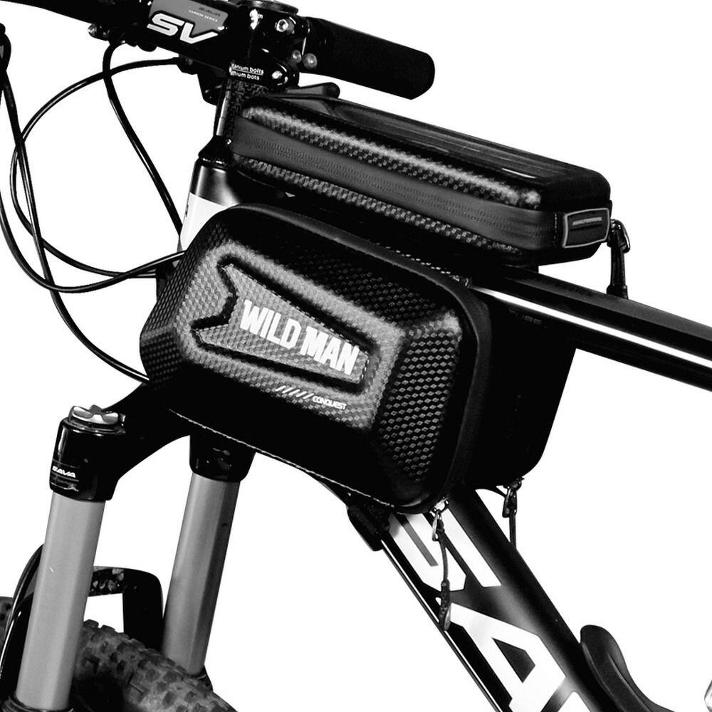 WILDMAN Borsa per bicicletta da telaio con supporto per telefono  1L