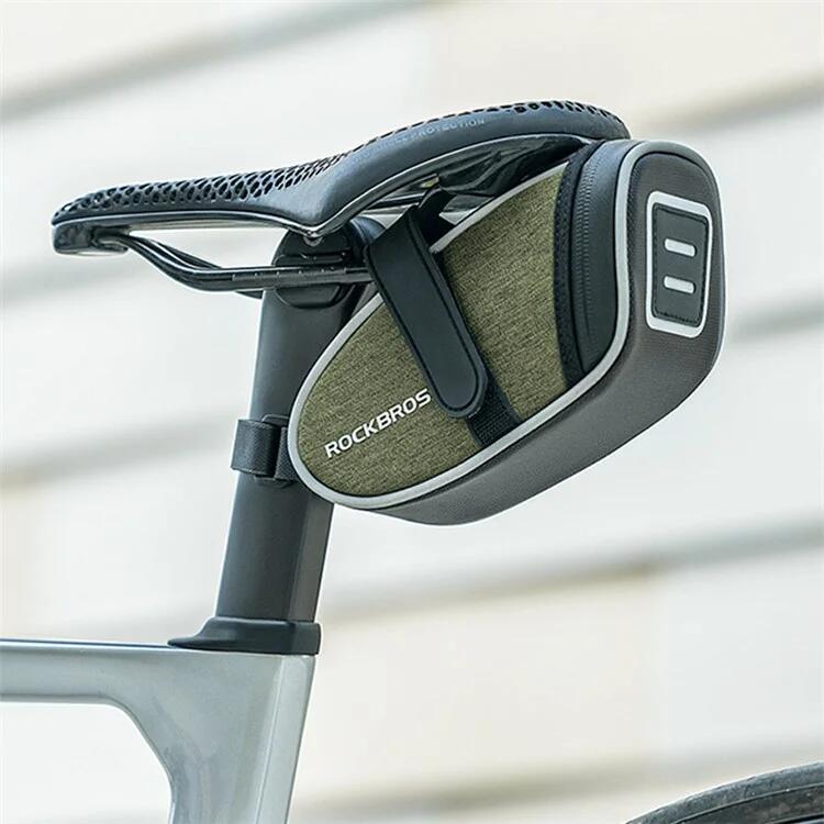 Geantă echitație biciclete de oraș compactă, bandă reflectorizantă negru