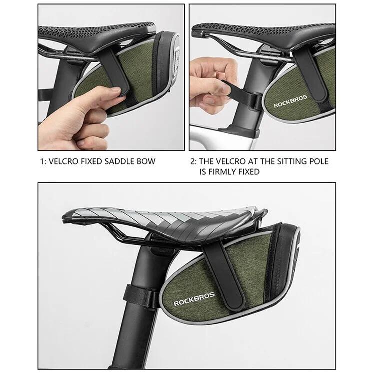Geantă echitație biciclete de oraș compactă, bandă reflectorizantă negru