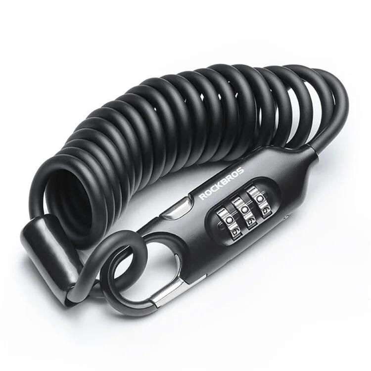 Rockbros - Cadenas À Code Avec Câble À Ressort Antivol En Acier - Verrou - Noir - Taille Unique - Decathlon
