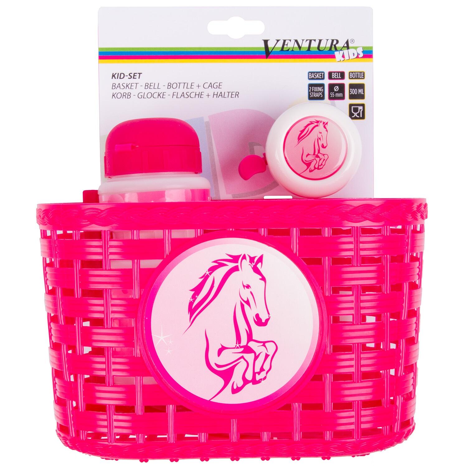Set accesorios bici niñas Messingschlager Ventura 4 piezas rosa/blanco 2/2