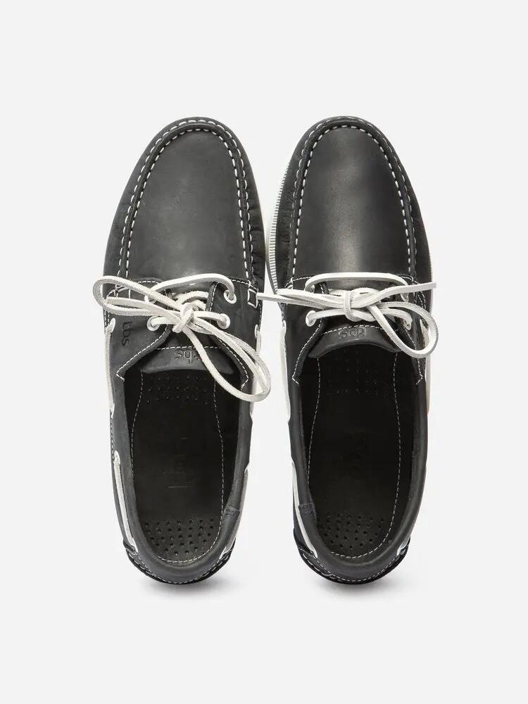 Chaussures bateau Homme - PHENIS Marine + Blanc 3/4
