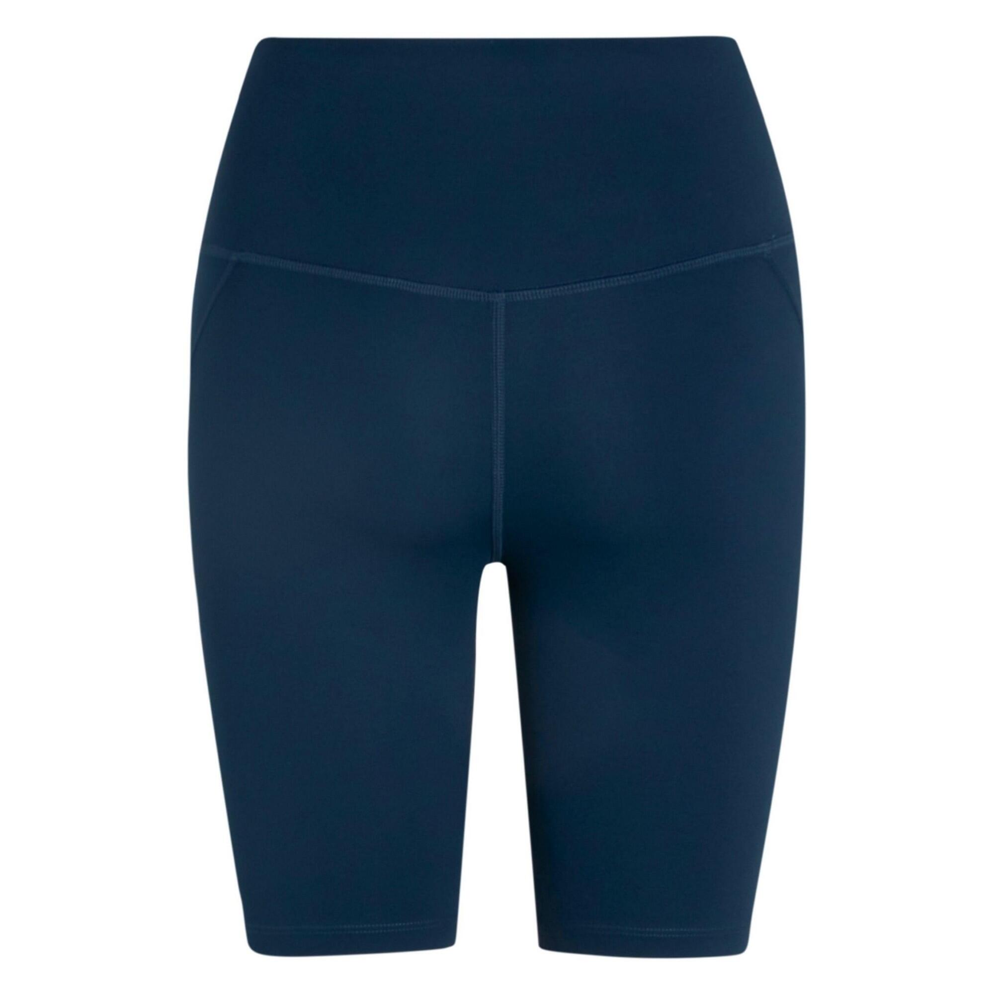 Dames Compressief Fietsshort met hoge taille (Middernacht) 2/3