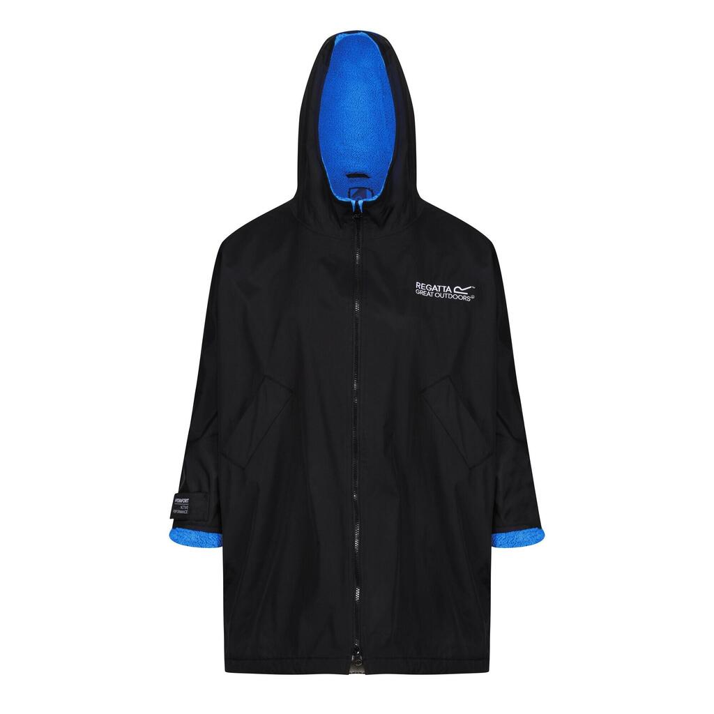 Childrens/Kids Back Print Changing Robe (Black/Oxford Blue)