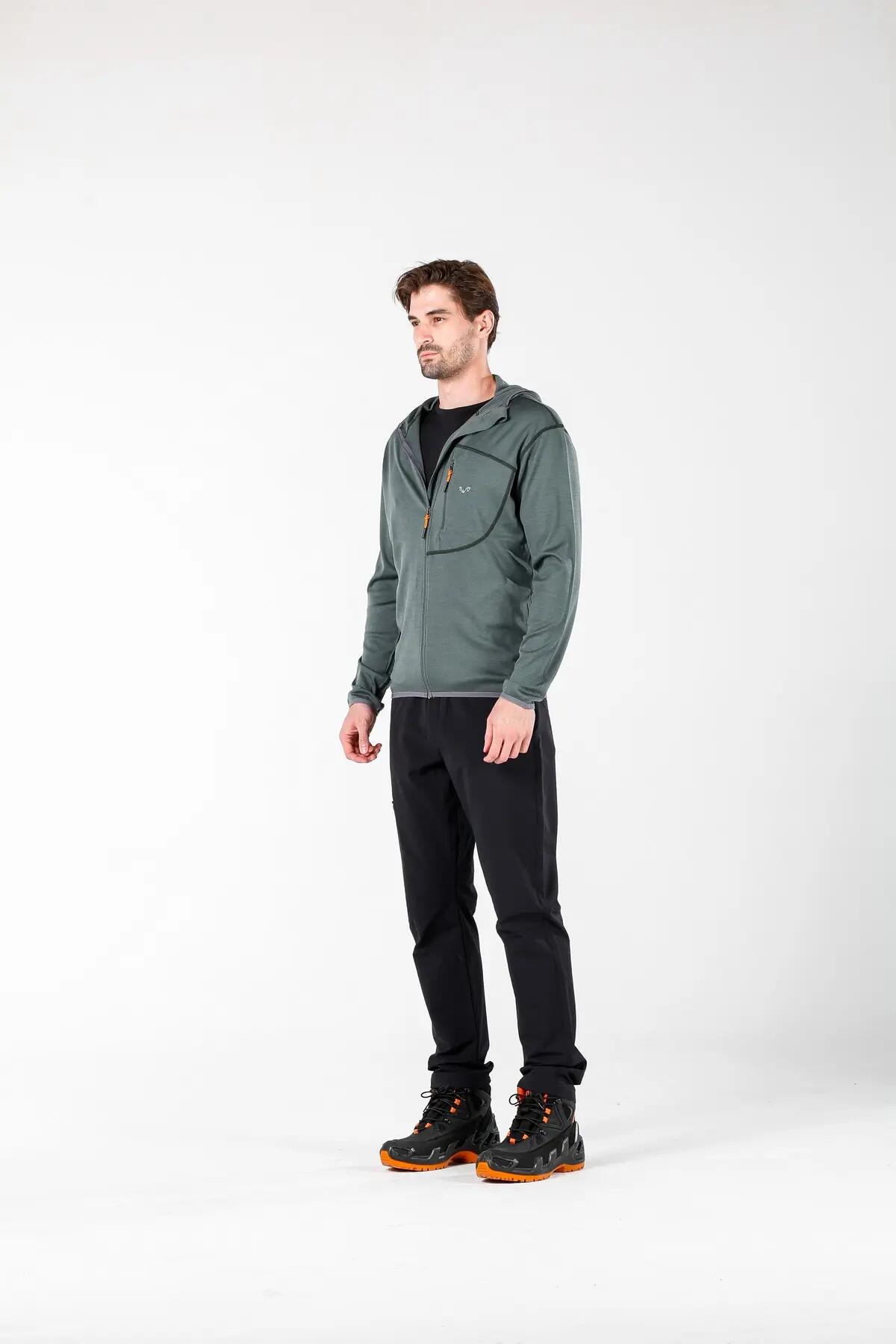 Maestro - Męska Bluza z Kapturem z 100% Wełny Merino (230 g/m²) XXL, Szmaragdowy 5/7