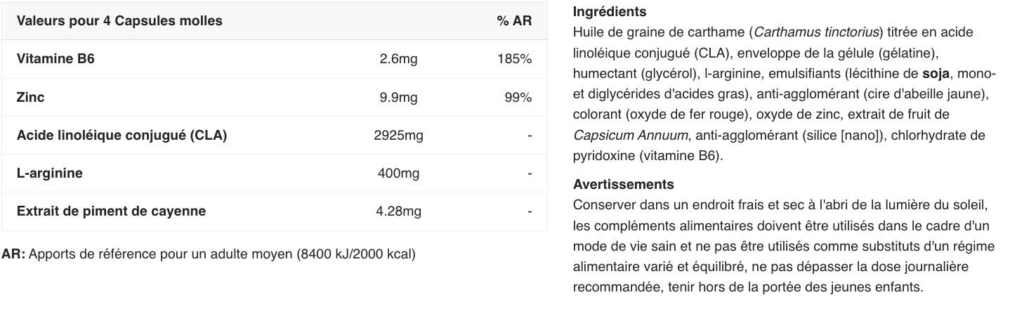 Acide linoléique conjugué - Ripped Max® CLA 3000 - 60 Capsules molles 2/7