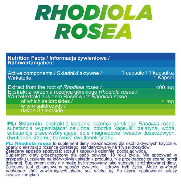 Na pamięć i koncentrację RHODIOLA ROSEA 90 kapsułek 2/2