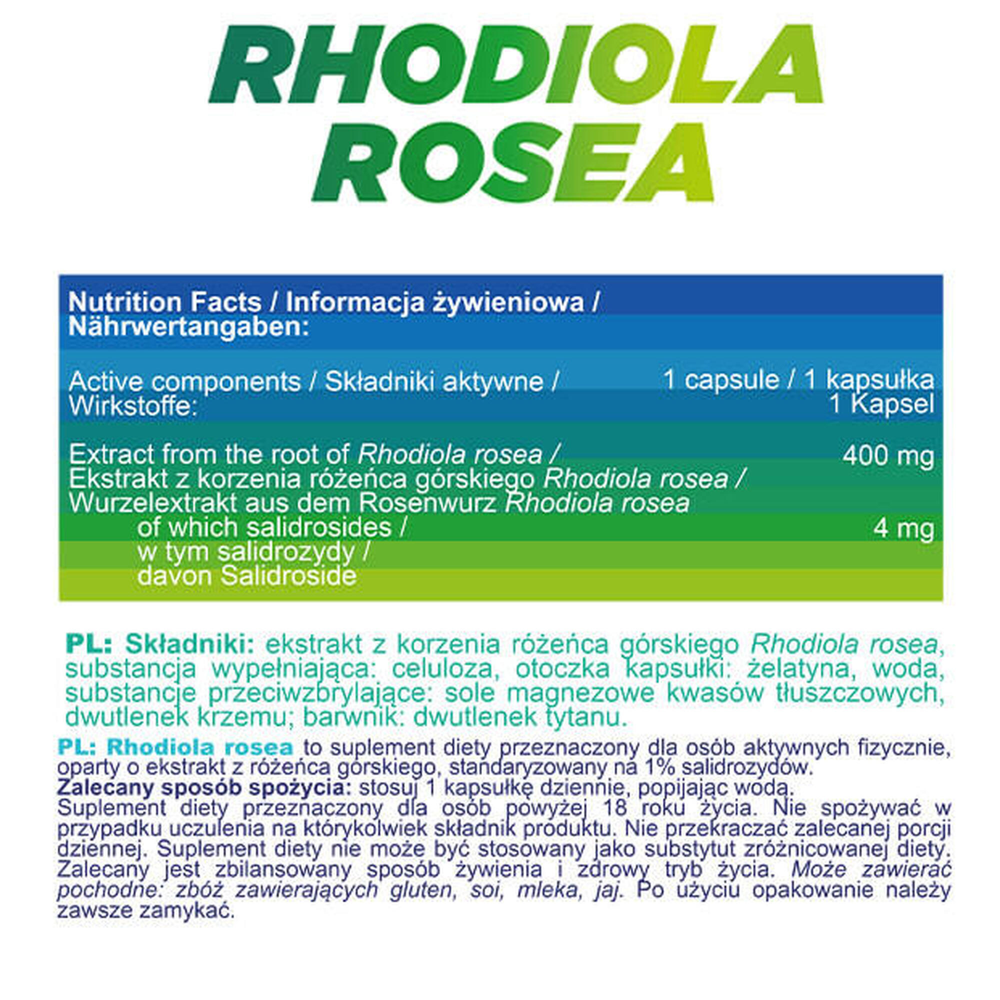 Na pamięć i koncentrację RHODIOLA ROSEA 90 kapsułek