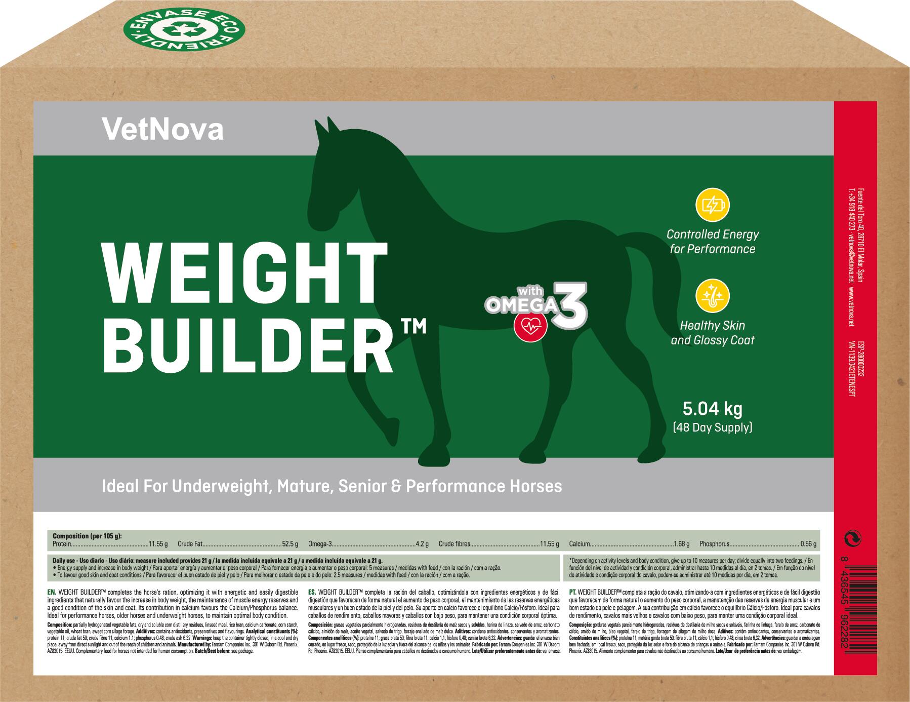 VETNOVA Aptima Pro Weigh Integratore ad Alto Contenuto Calorico per cavalli