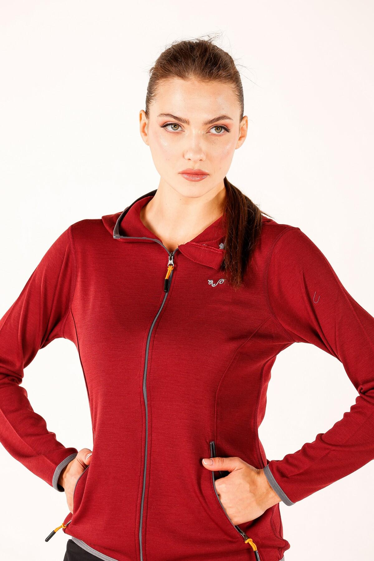 Damska bluza rozpinana z kapturem 100% Merino - Marin/Woolona 6/7
