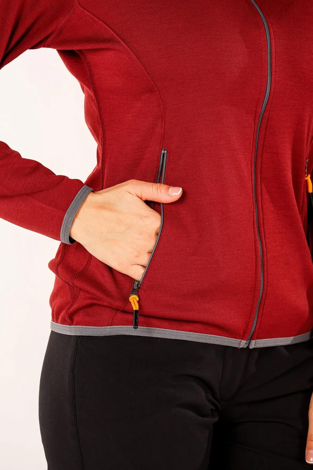 Marin - Damska Bluza z Kapturem z 100% Wełny Merino - 230 g/m² S, Damson 3/7