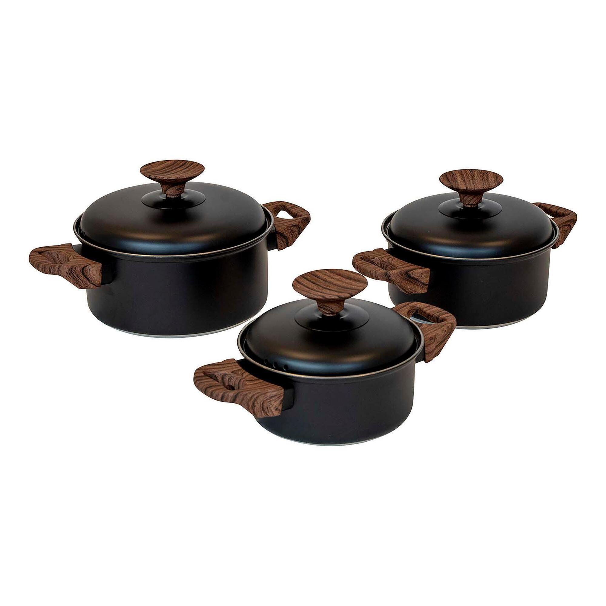 Bo-camp - Bo-camp - Industrial - Batterie De Cuisine - Stewart - 3 Pièces - Rvs - Popote - Noir - Taille Unique - Decathlon