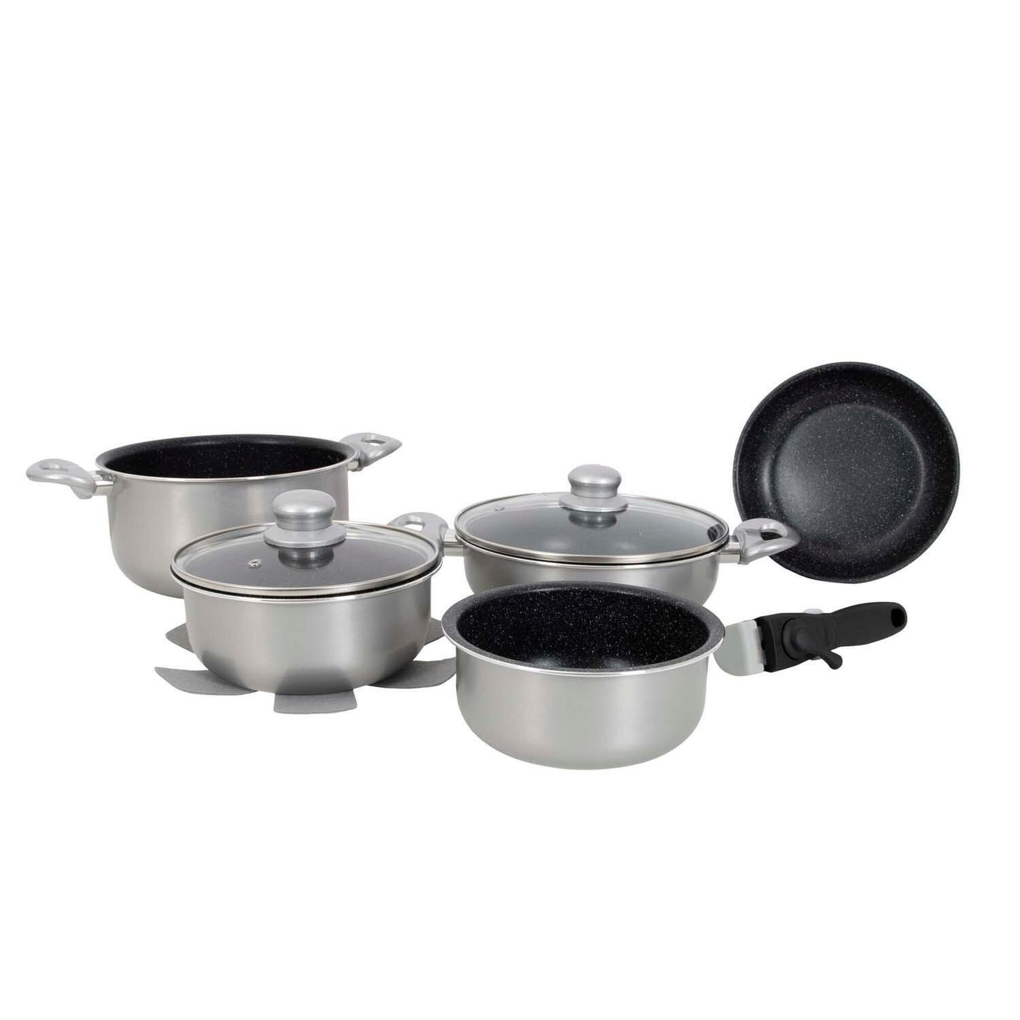 Gimex - Gimex - Ensemble Batterie De Cuisine - Induction - 8 Pièces - Argenté - Poële - Gris - Taille Unique - Decathlon