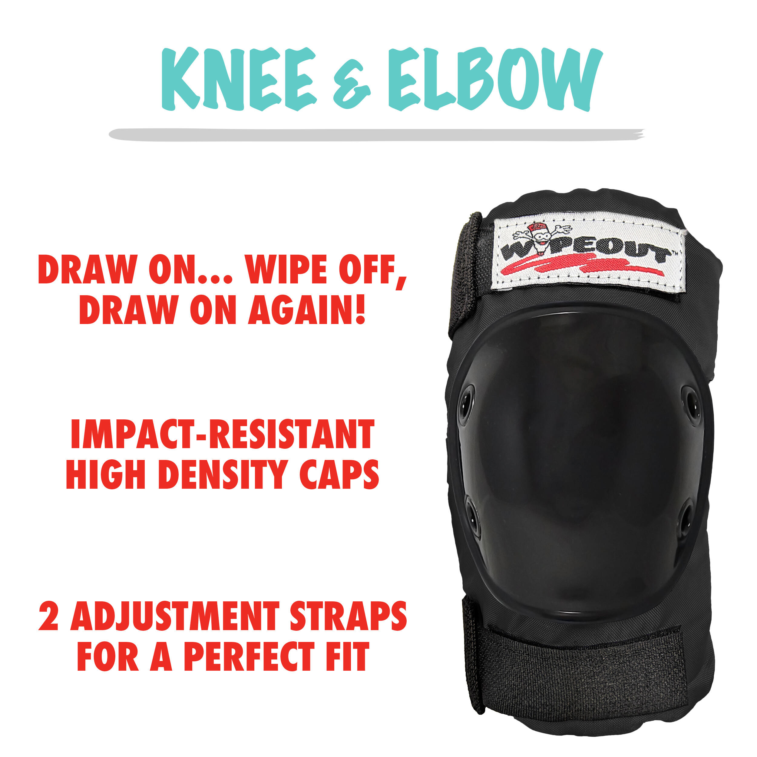 BLACK Wipeout Dry Erase Kids Cycling Protective Pad Set 4/5