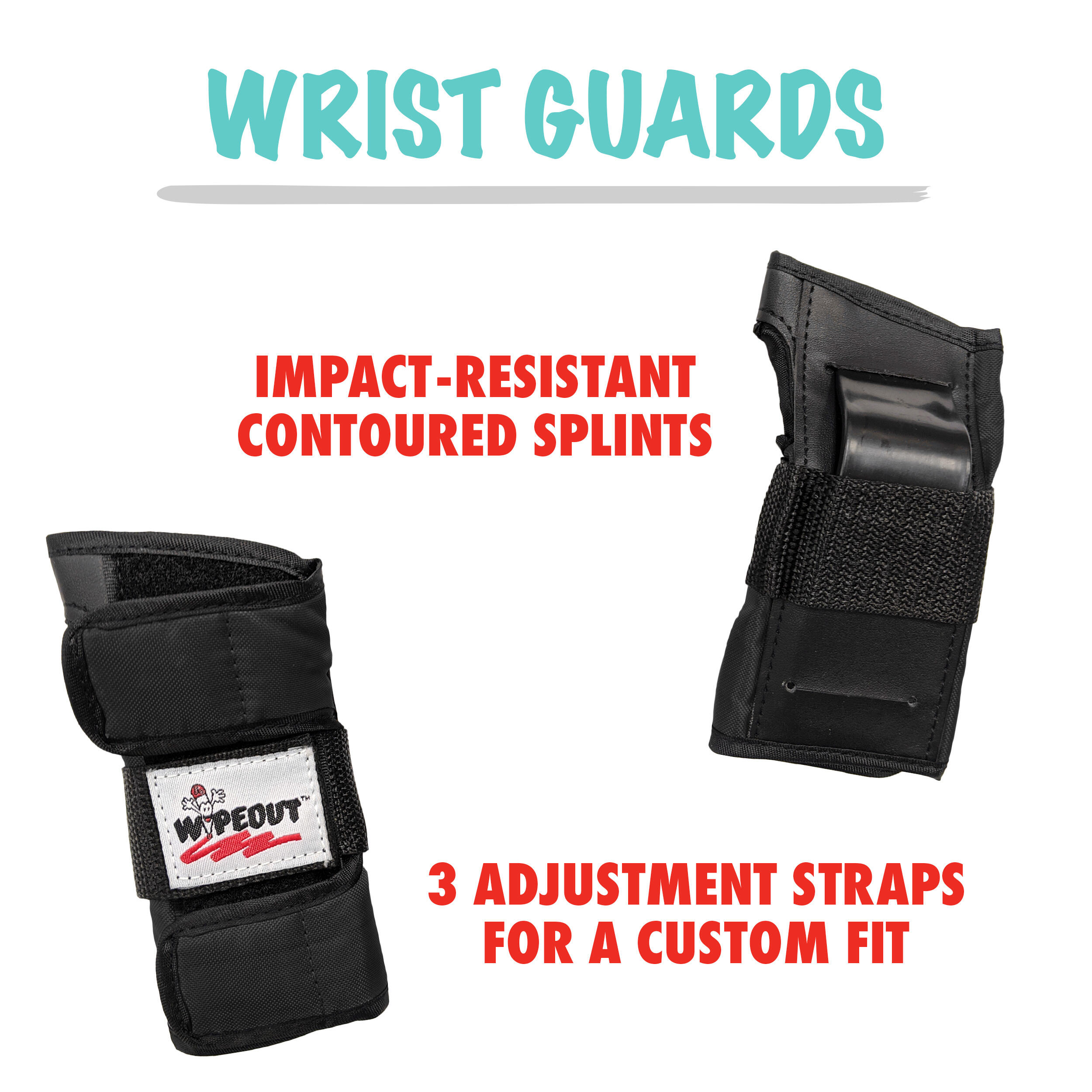 BLACK Wipeout Dry Erase Kids Cycling Protective Pad Set 5/5