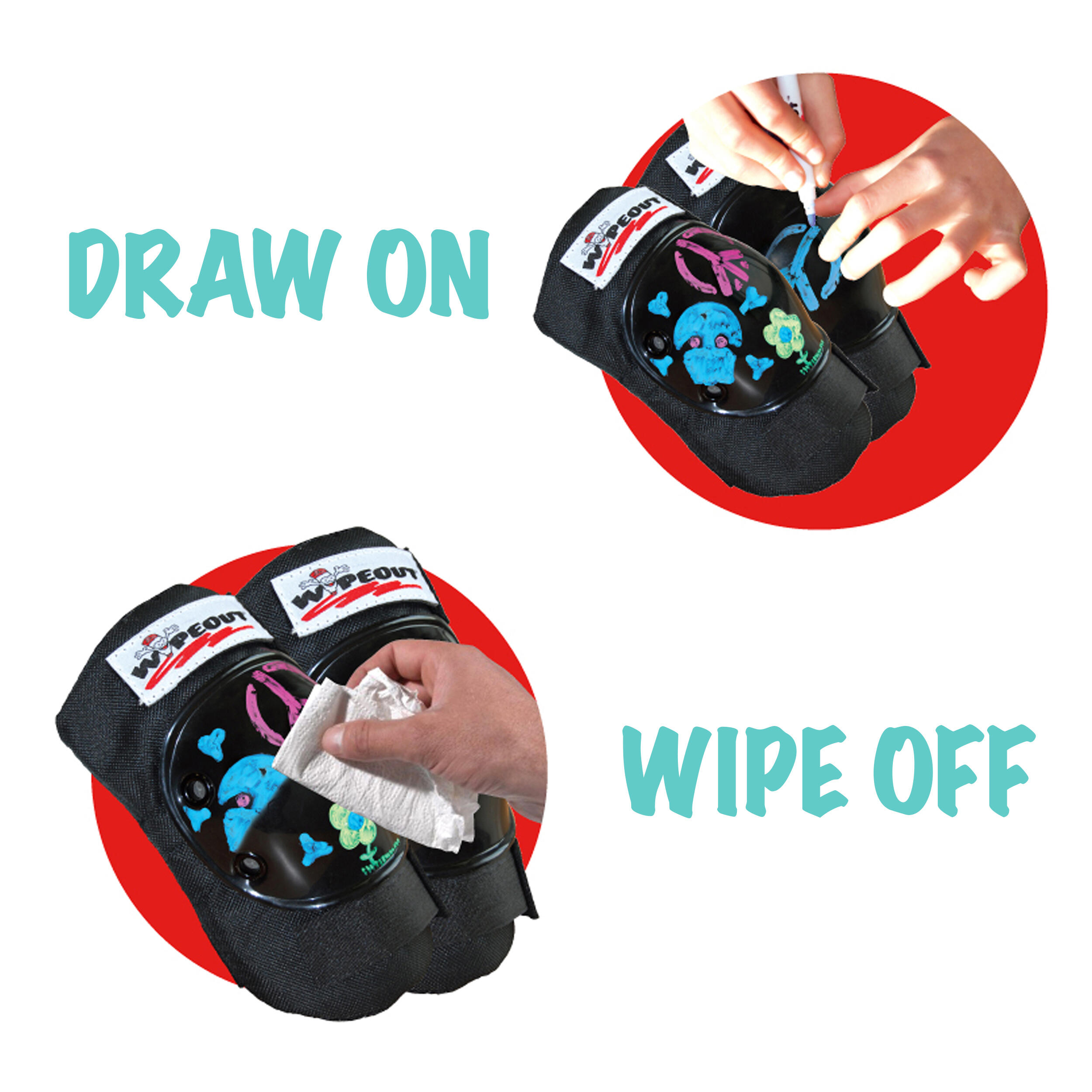 BLACK Wipeout Dry Erase Kids Cycling Protective Pad Set 3/5