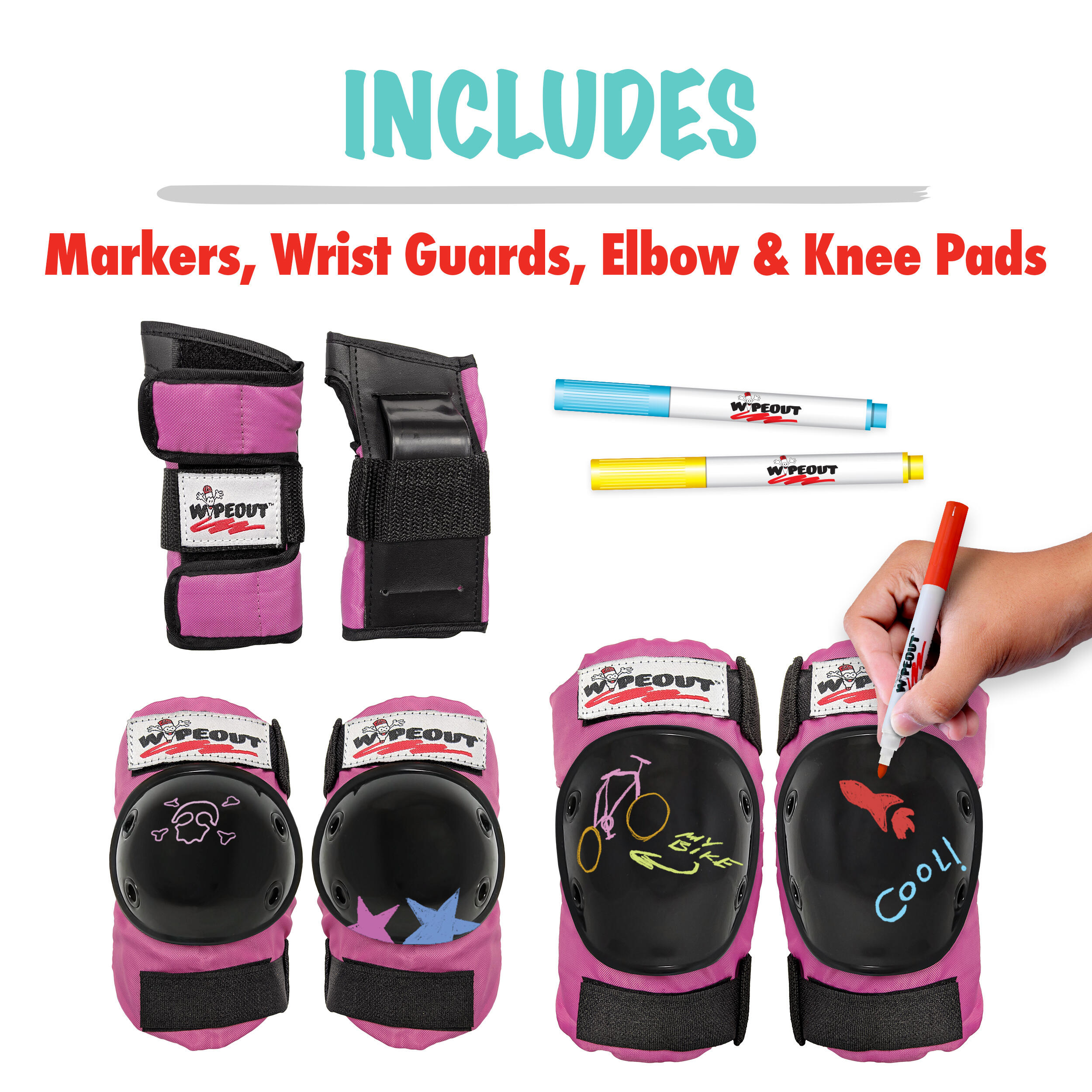 Dry Erase Kids Cycling Protective Conjunto de proteções rosa 5+ 2/5